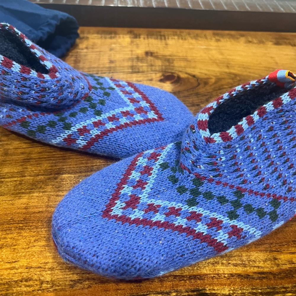 Bombas slipper socks fair isle kids 11-13 brand new